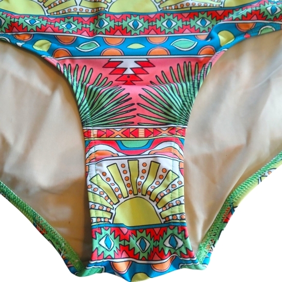 Modcloth High Dive Colorful High-Waist Bikini Bottoms Tropical XL - Picture 2 of 9